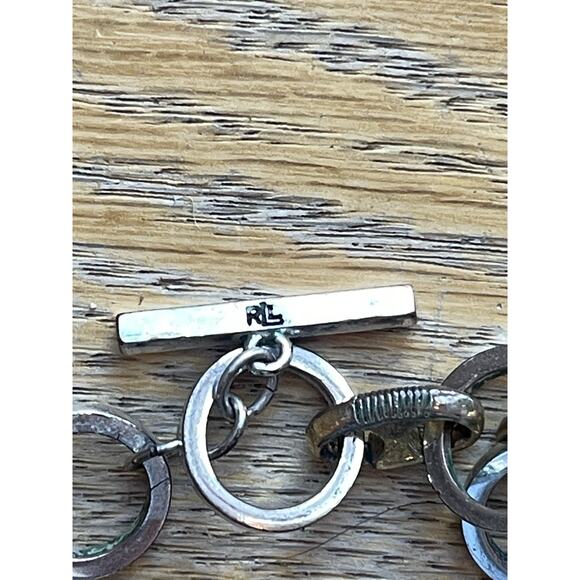 VTG Ralph Lauren RLL Necklace 2 Tone Silver/Gold-tone 16" Large Link O Ring 64g - Picture 4 of 12